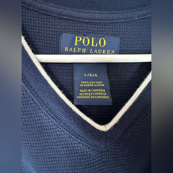 Polo Ralph Lauren Men’s Navy V-Neck Sweater - Picture 8 of 9